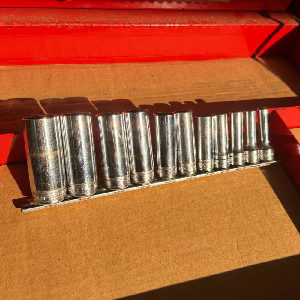 Snap On SFS081-SFS281 3/8" Drive Socket 7/8-1/4 Set 11pcs 6 point vintage